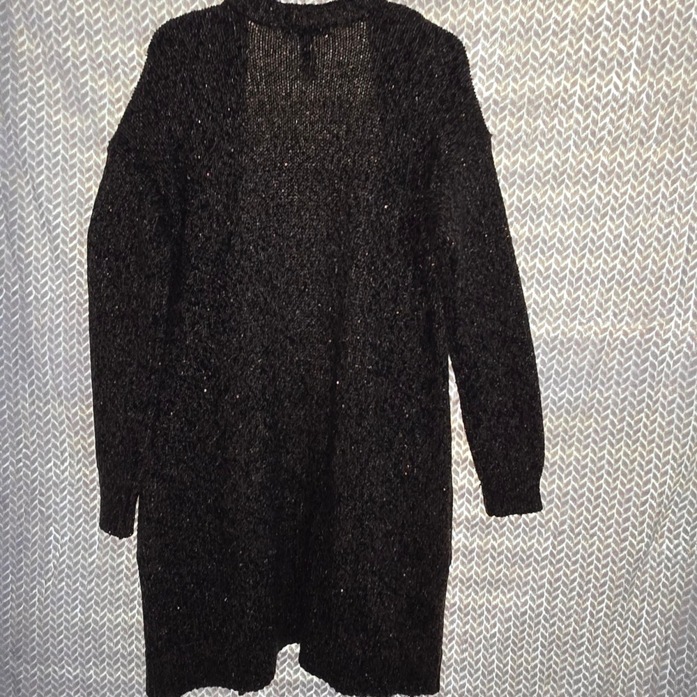 Lauren Ralph Lauren Medium Duster Cardigan Sweater Knit Brown Gold Metallic - Picture 3 of 4